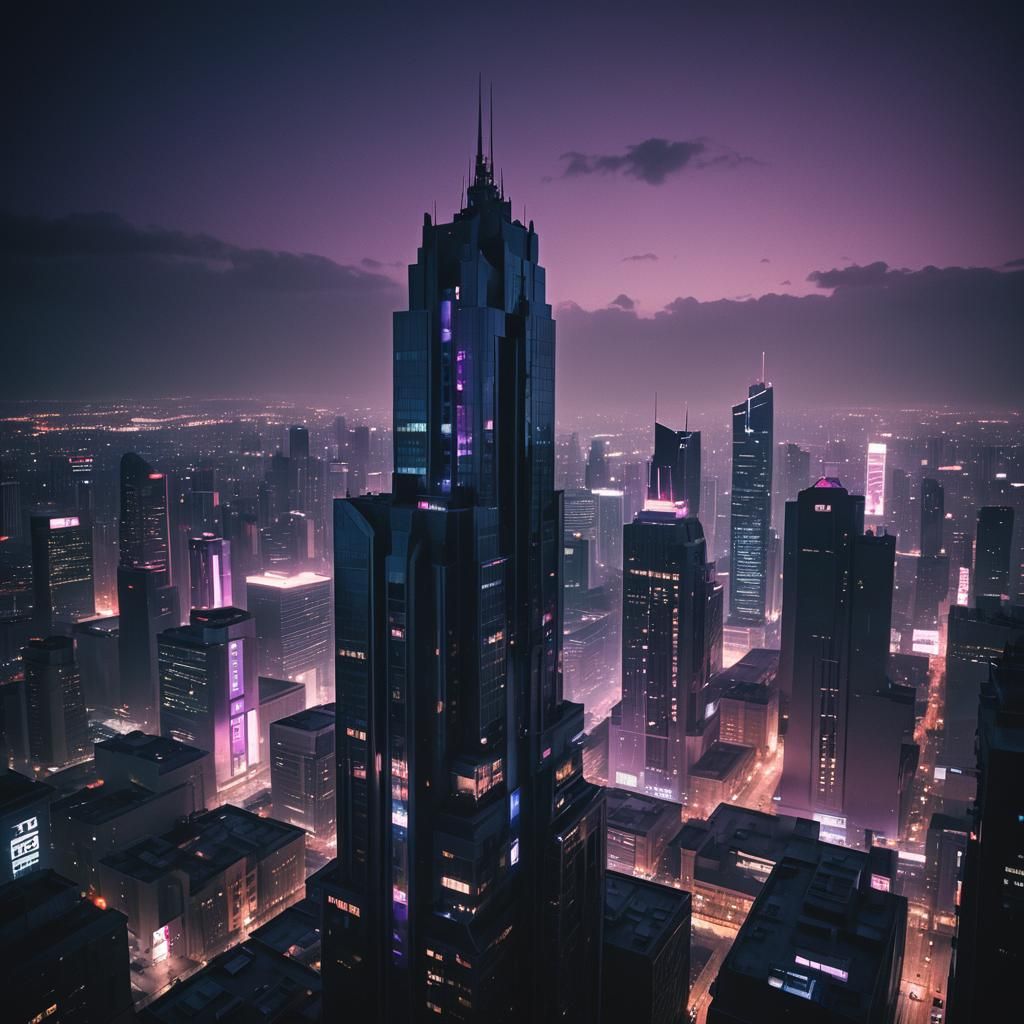 Neo-Noir Futuristic Cityscape in Cinematic Style