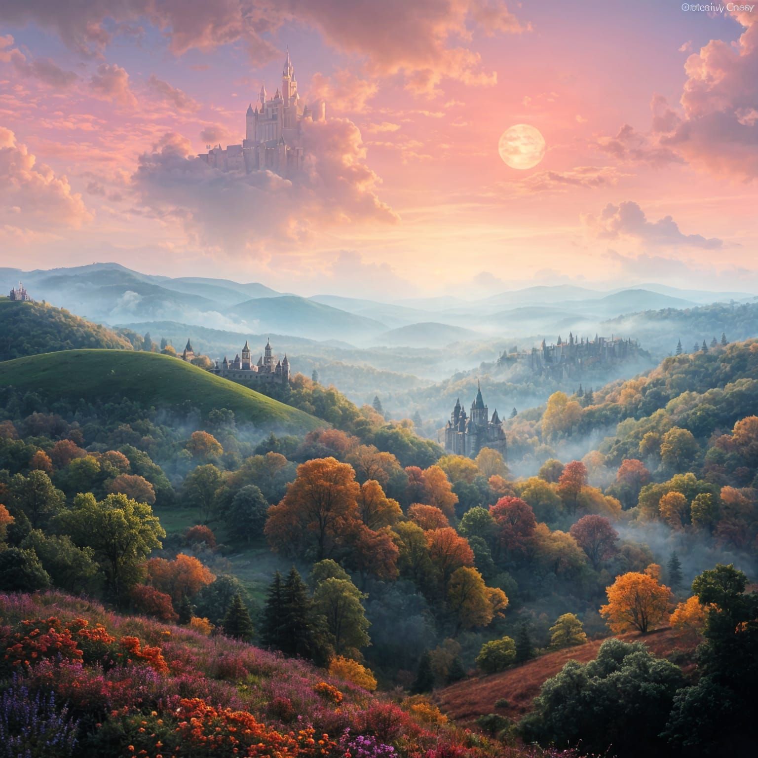 Mystical Fantasy Realm in Vibrant Color