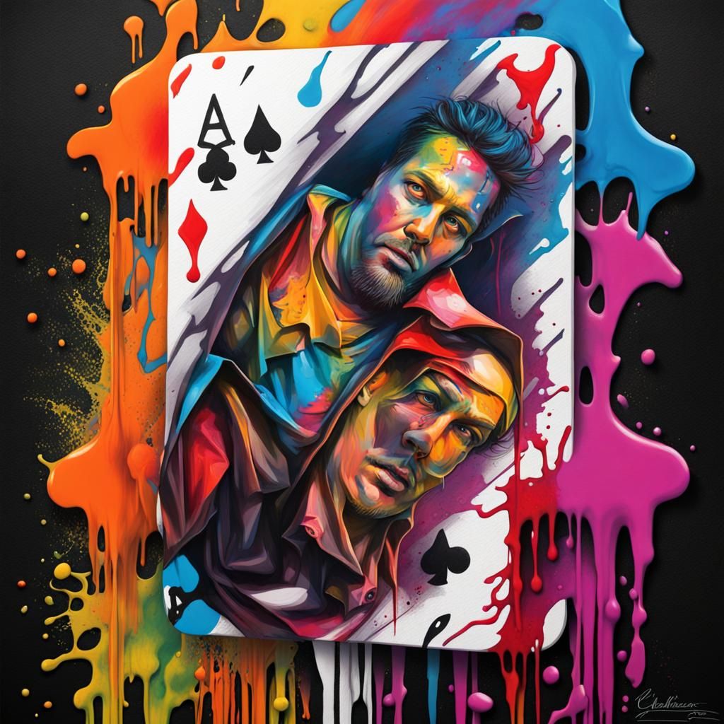 Playing Card Man in Graffiti Splash Art