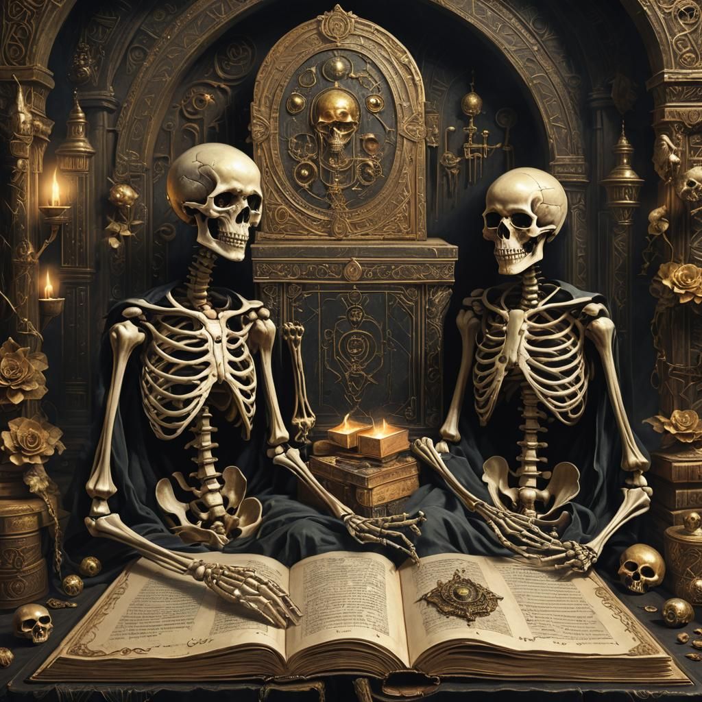 Skeletons in Magical Box: Dark Fantasy Art