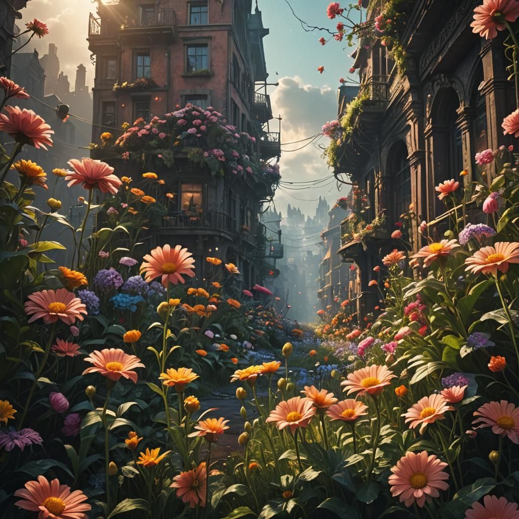 Epic Morning Flowers: Digital Matte Painting