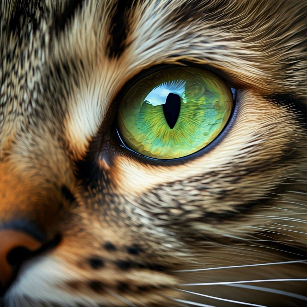Macro close up green eyes of a cat