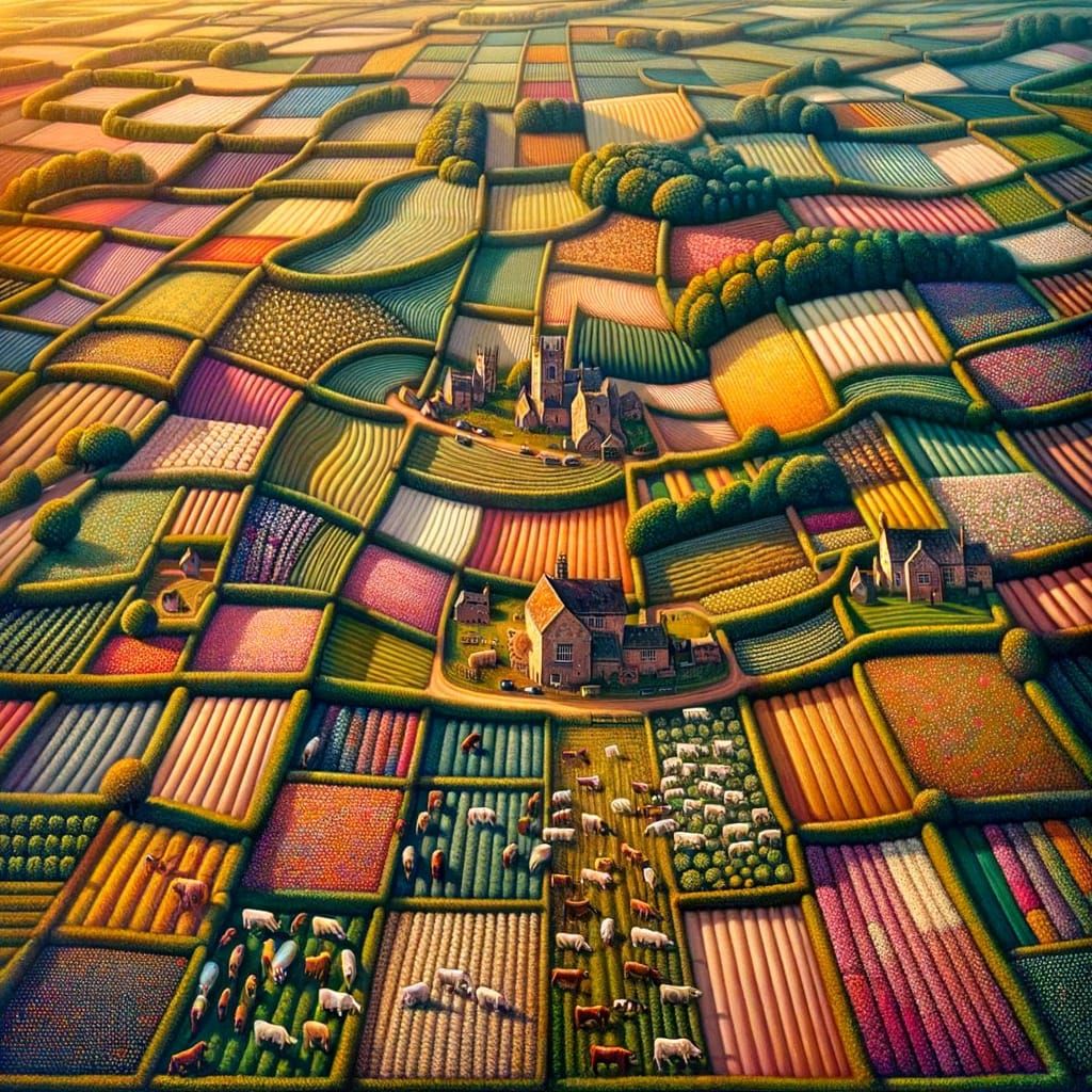 Surreal Bird's-Eye View of English Countryside