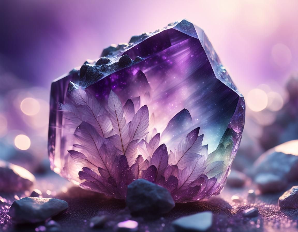 Amethyst Boulder in Dreamlike Surrealism, Macro Shot