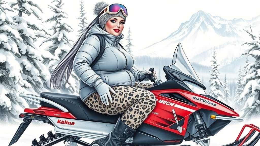 Vibrant Winter Portrait in Realistic Pencil Sketch Style