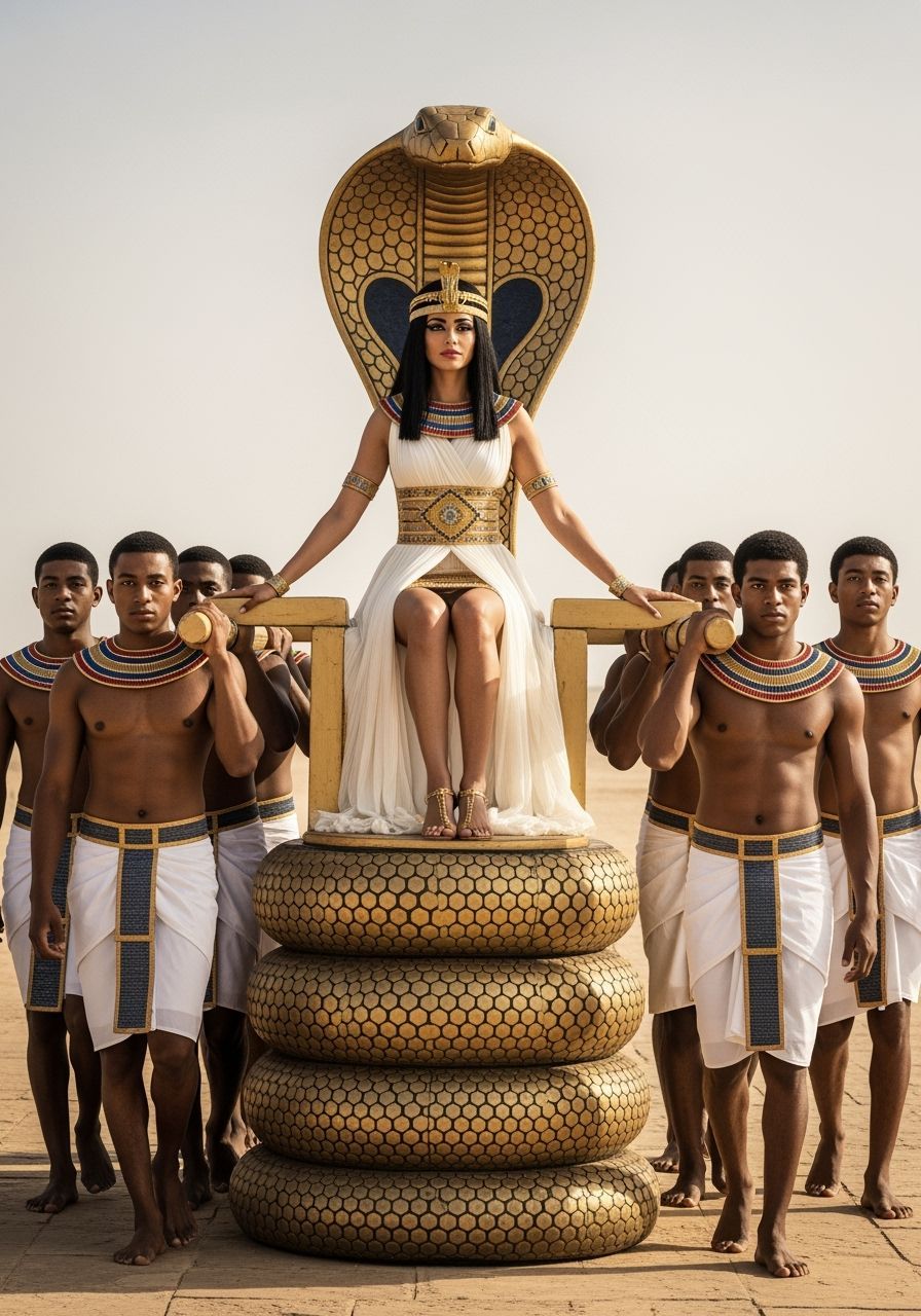 Egyptian Queen on Cobra Throne, Portrait Photography
