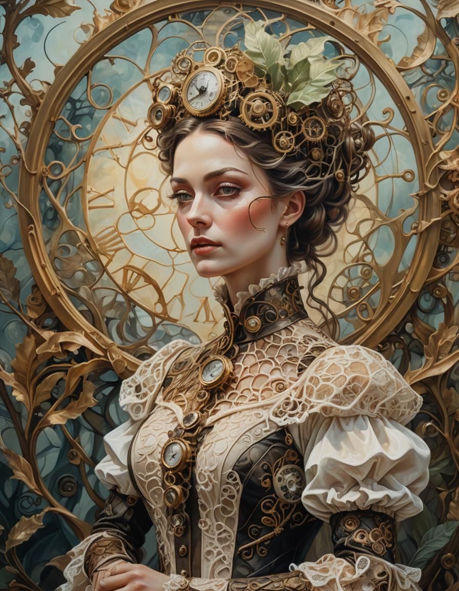 Steampunk Victorian Woman in Surreal Dreamscape Portrait