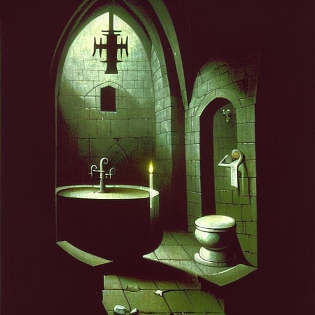 Dark Dungeon Cell with Antique Fixtures