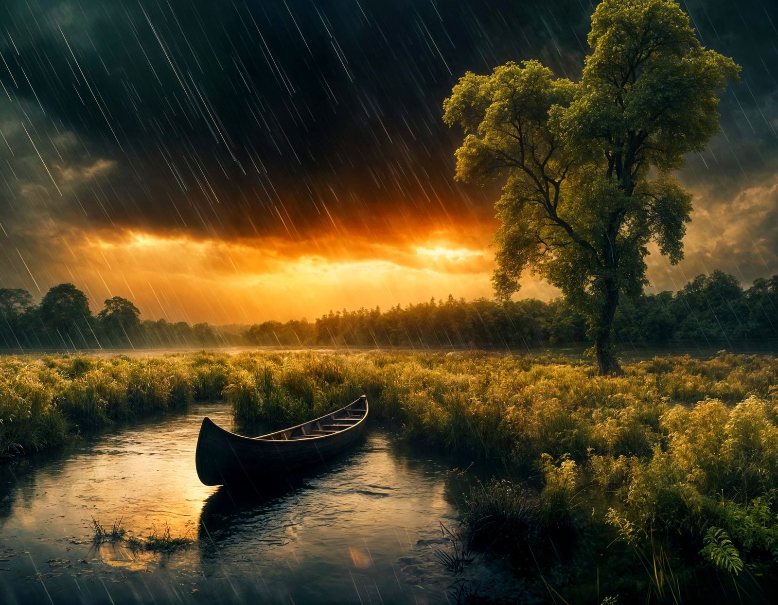 Rain in the marsh