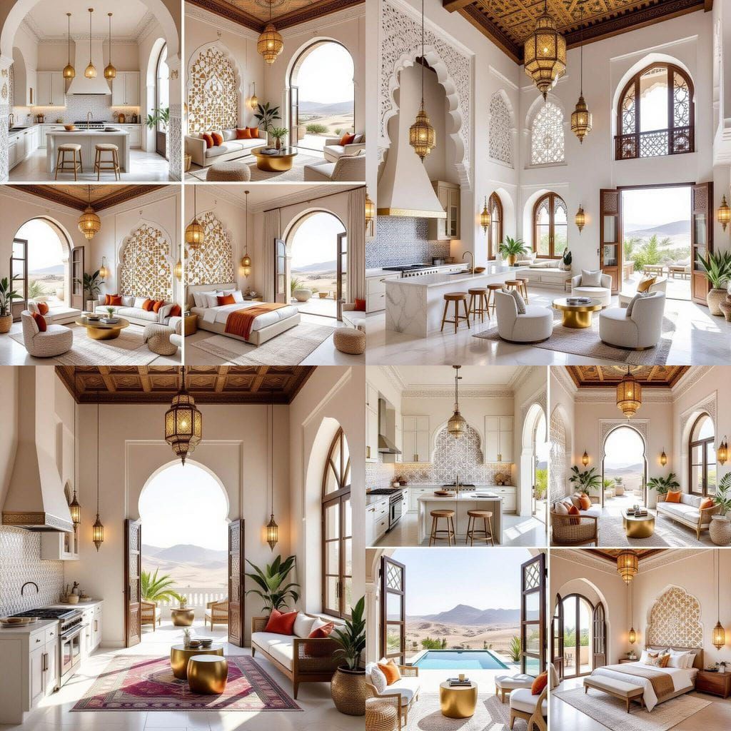 Luxurious Moroccan Riad Interior Design with Desert View