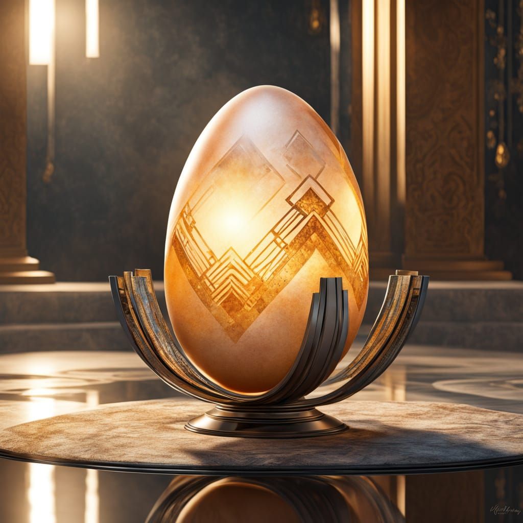 Elegant Art Deco Masterpiece: Glowing Egg in Hyperrealistic ...