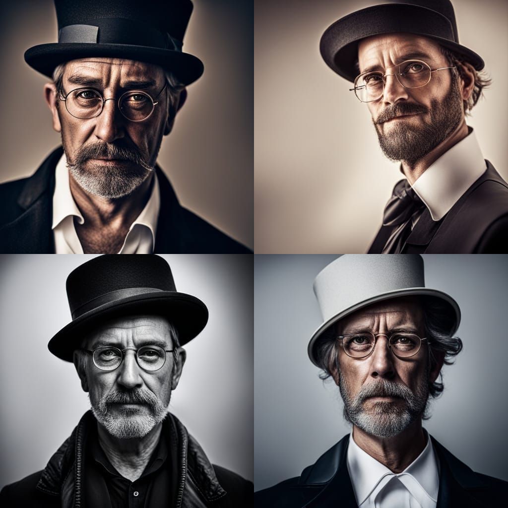 Steampunk Man with Top Hat and Eyeglasses