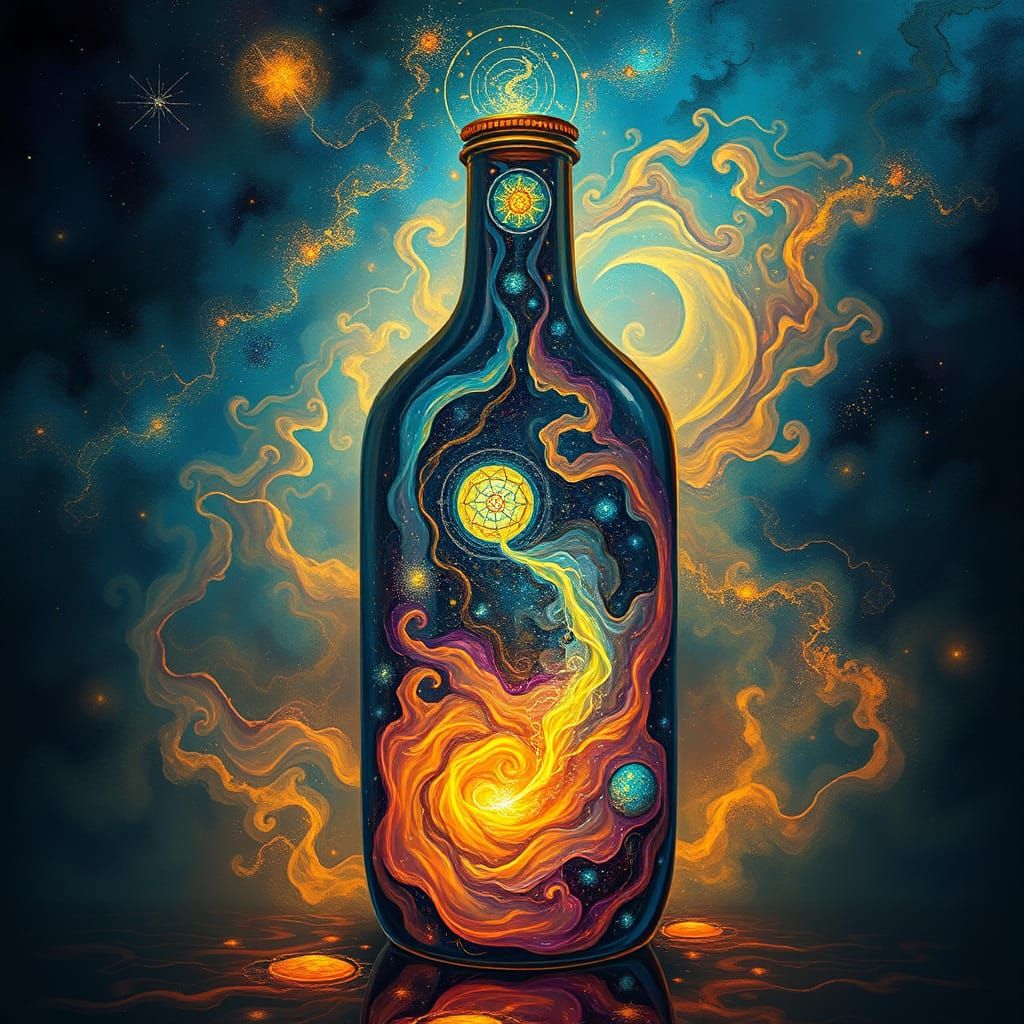 Cosmic Vortex in Iridescent Holographic Bottle