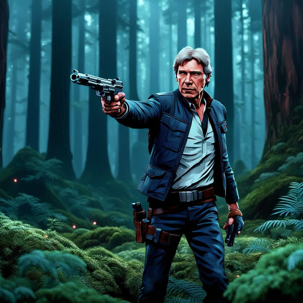 Han Solo in Forest, Digital Concept Art