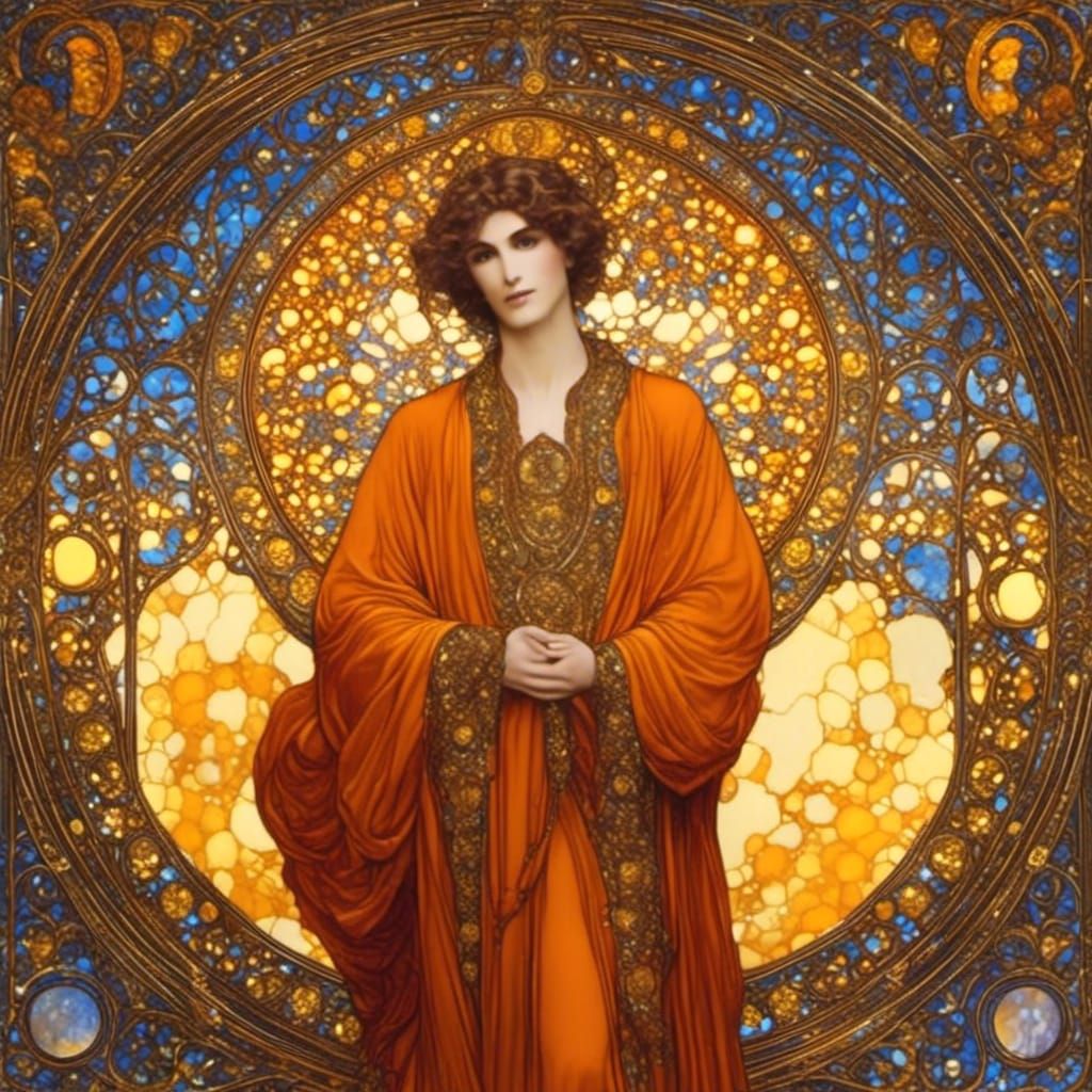 Tall Man Portrait in Art Nouveau Style