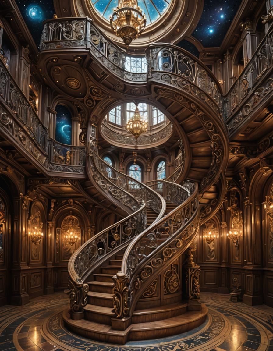 Majestic Staircase to Intergalactic Dimension