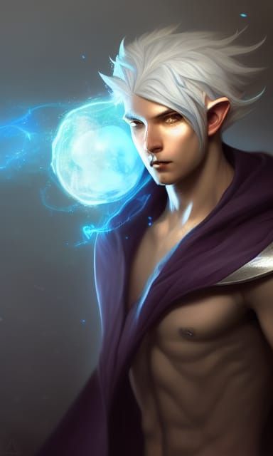 Fantasy Elf Mage Portrait in Hyperdetailed Style