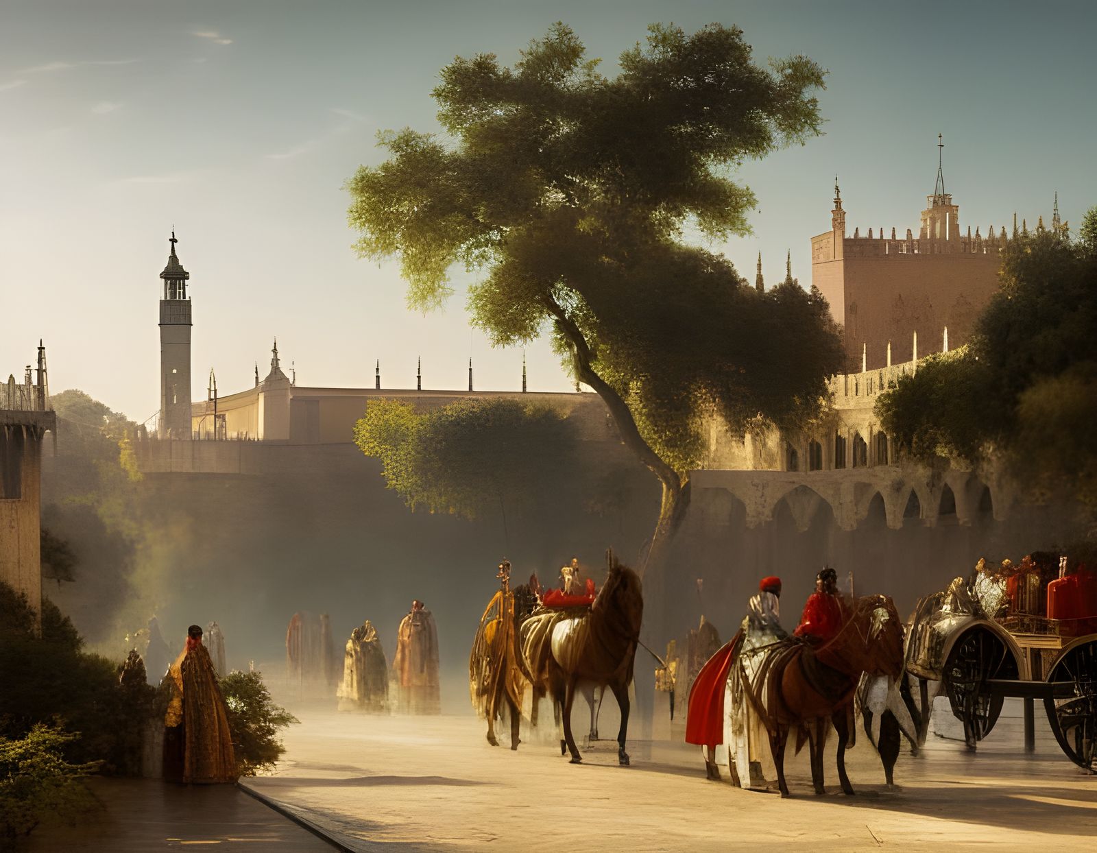 Alcázar of Seville in Middle Ages, Watercolor