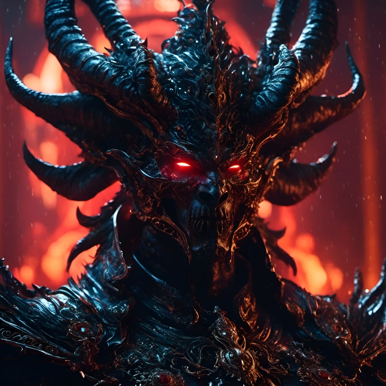 Ornate Dark Demon Close-up Portrait