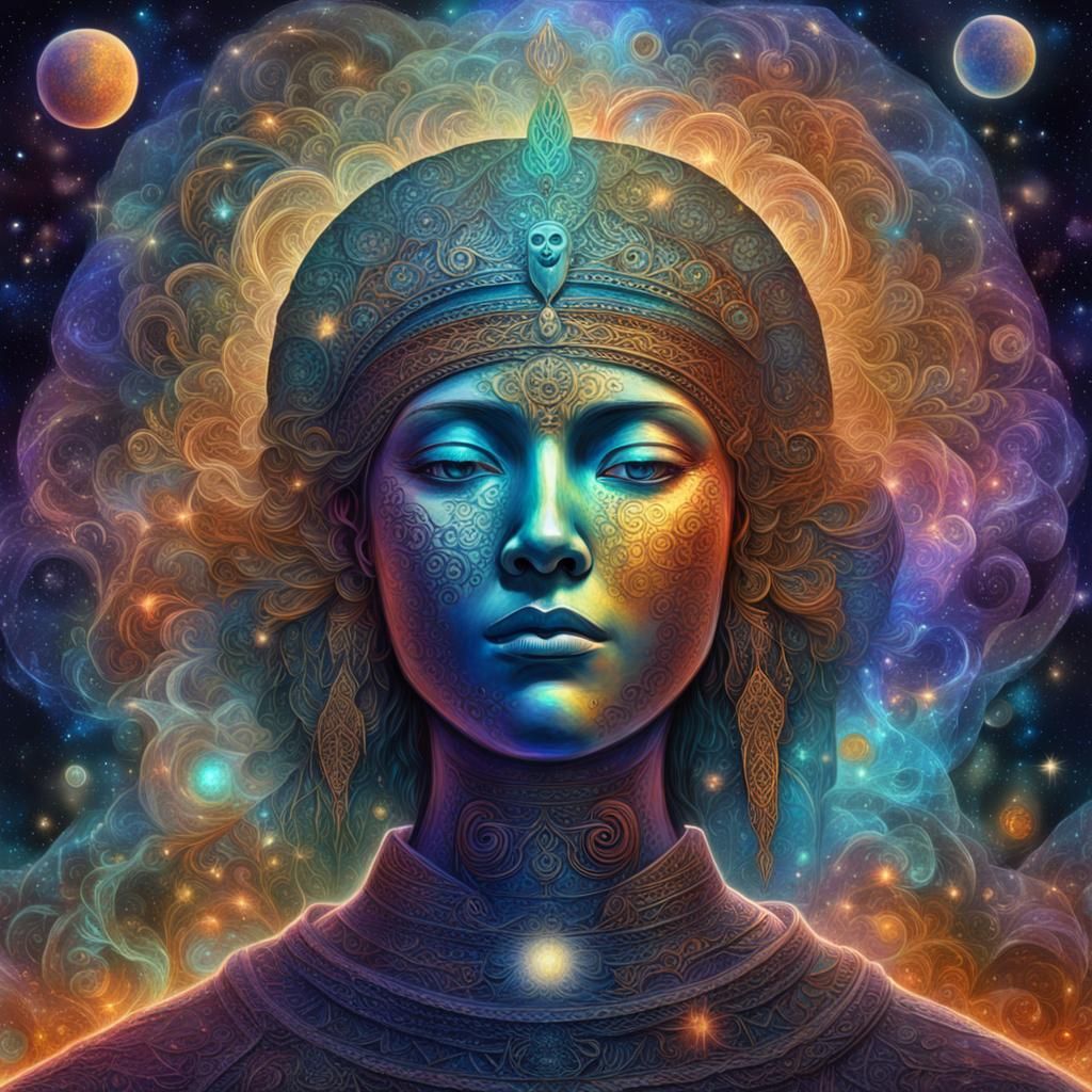 Holographic Heart in Astral Cosmic Illustration