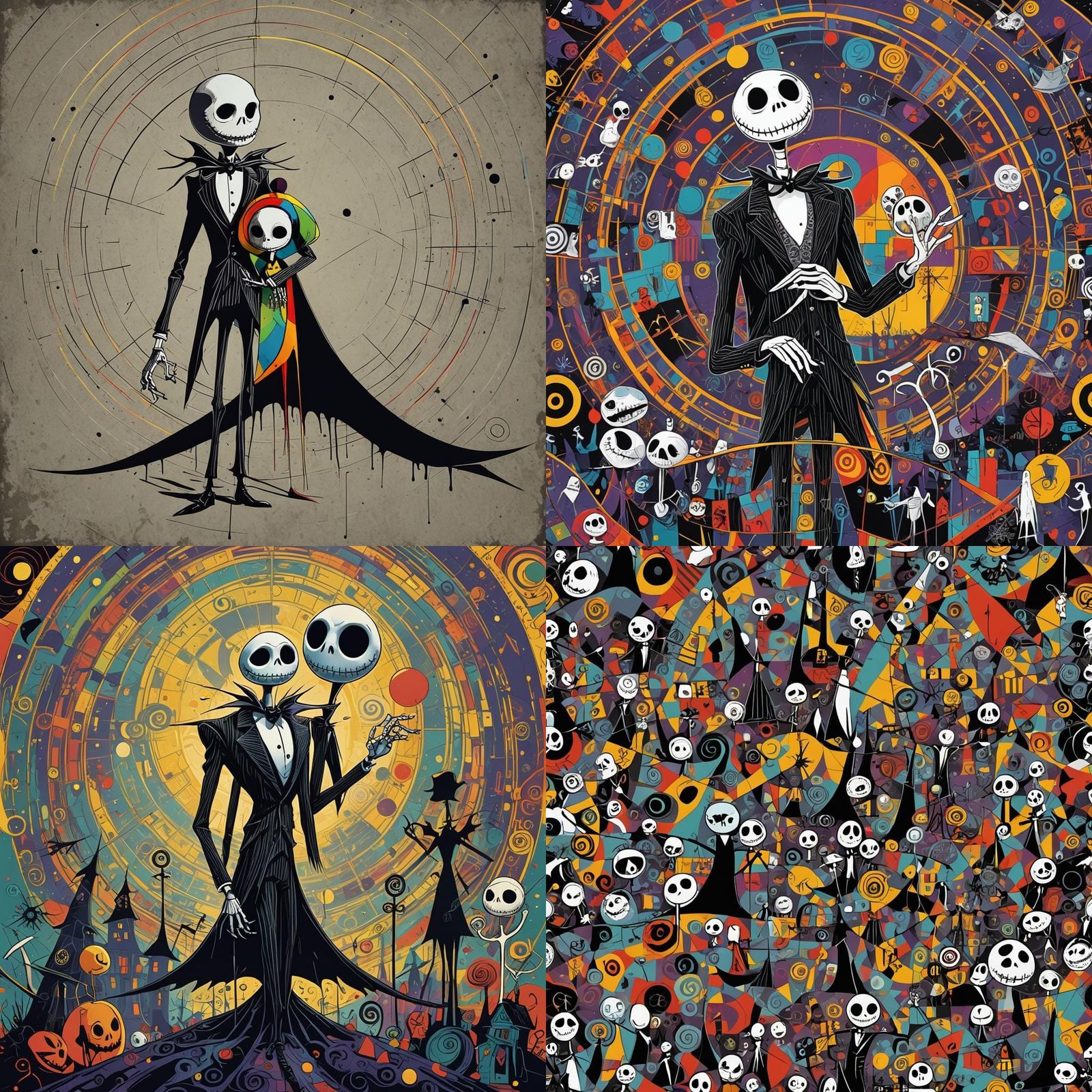 Nightmare Before Christmas Screen Print in Bauhaus Style