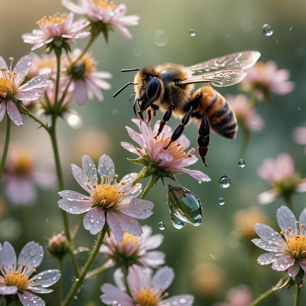 Bee in Flight: Hyper-Realistic Macro Photography
