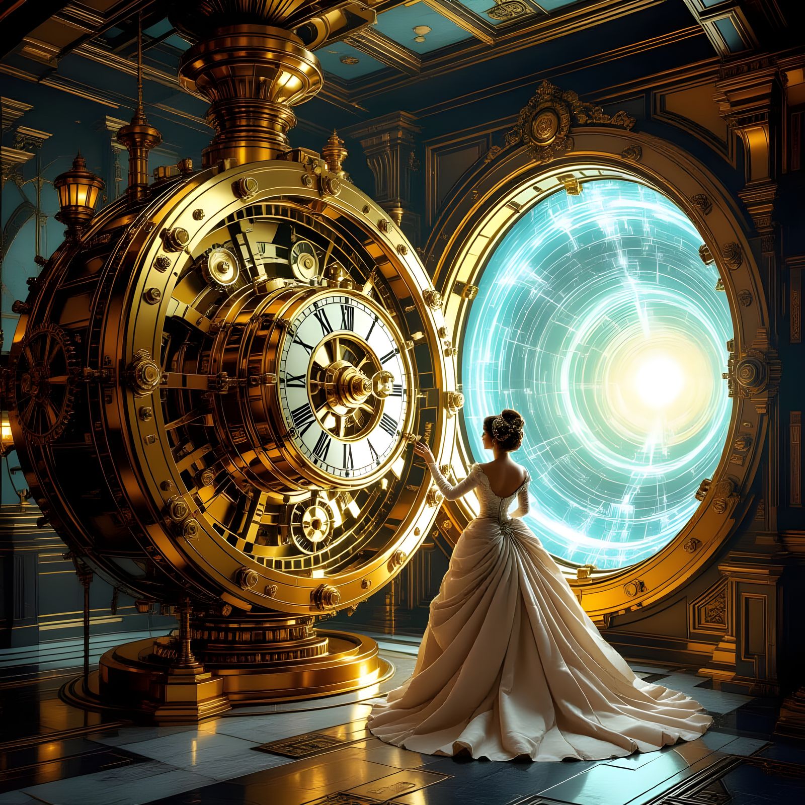 Steampunk Time Travel Device with Art Nouveau Details