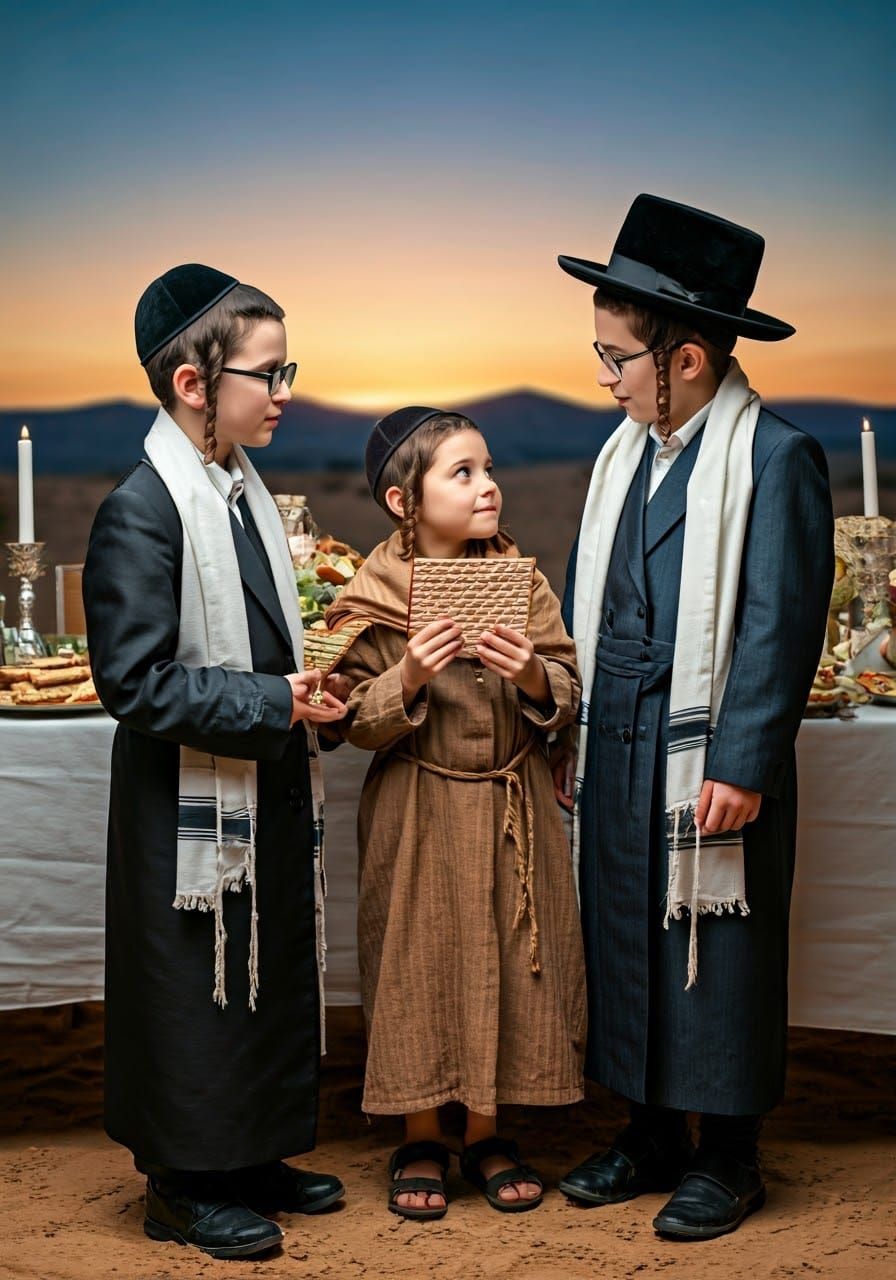 Young Boy Looks at Companion in Desert Landscape