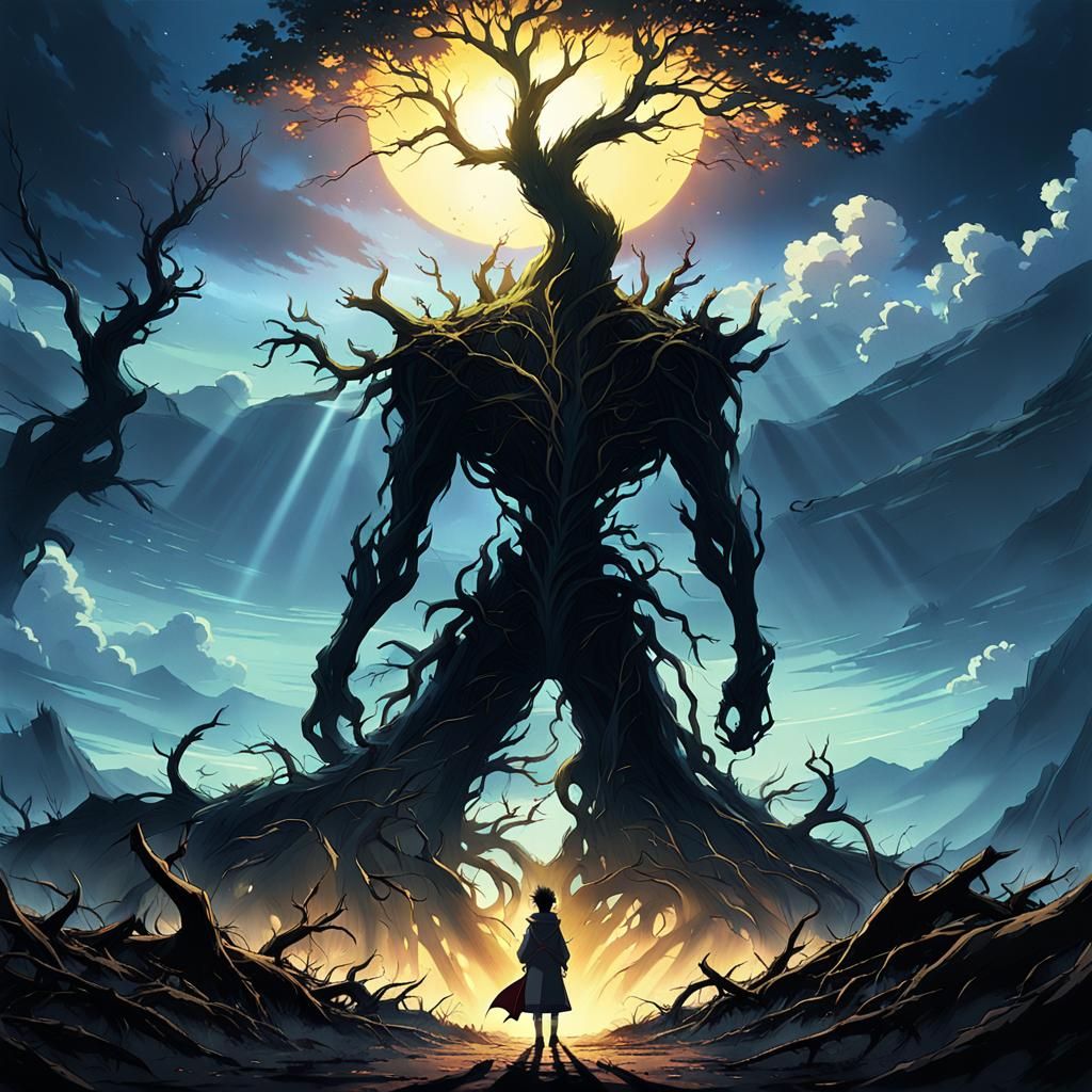 Demonic Figure in Desolate Landscape, Anime Key Visual