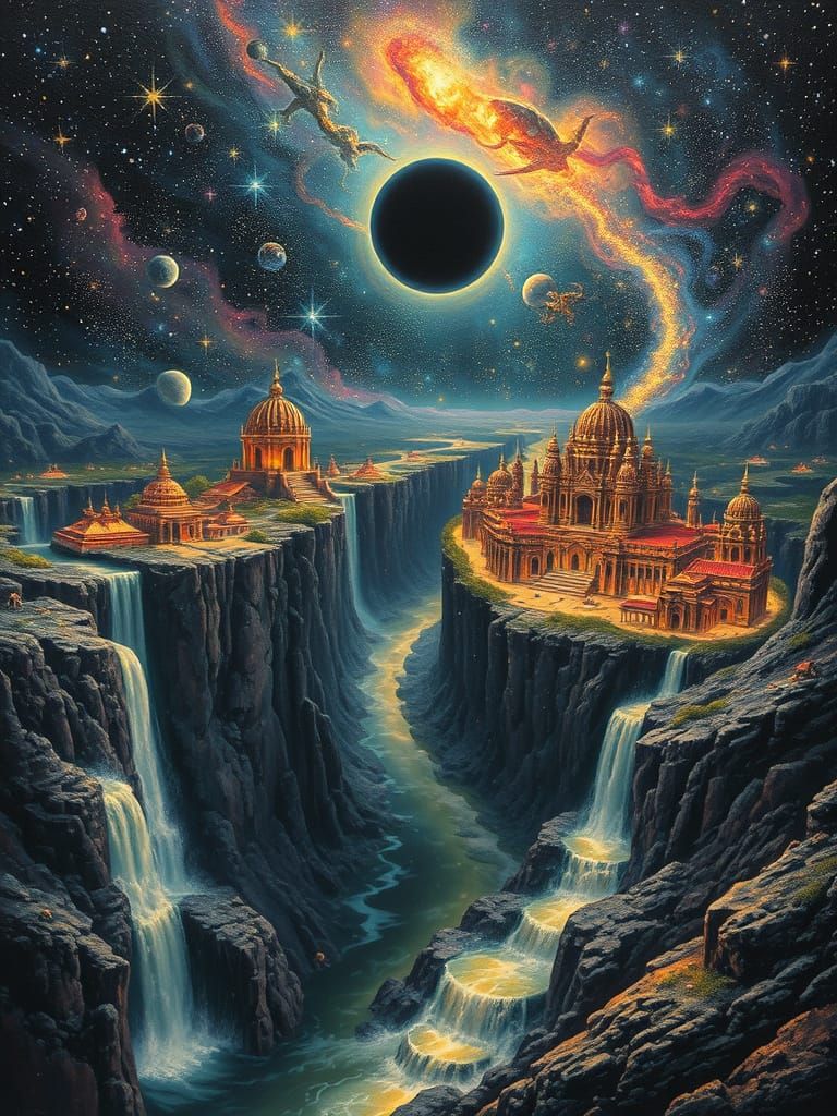 Mystical River of Stardust Through Space, Surreal Art