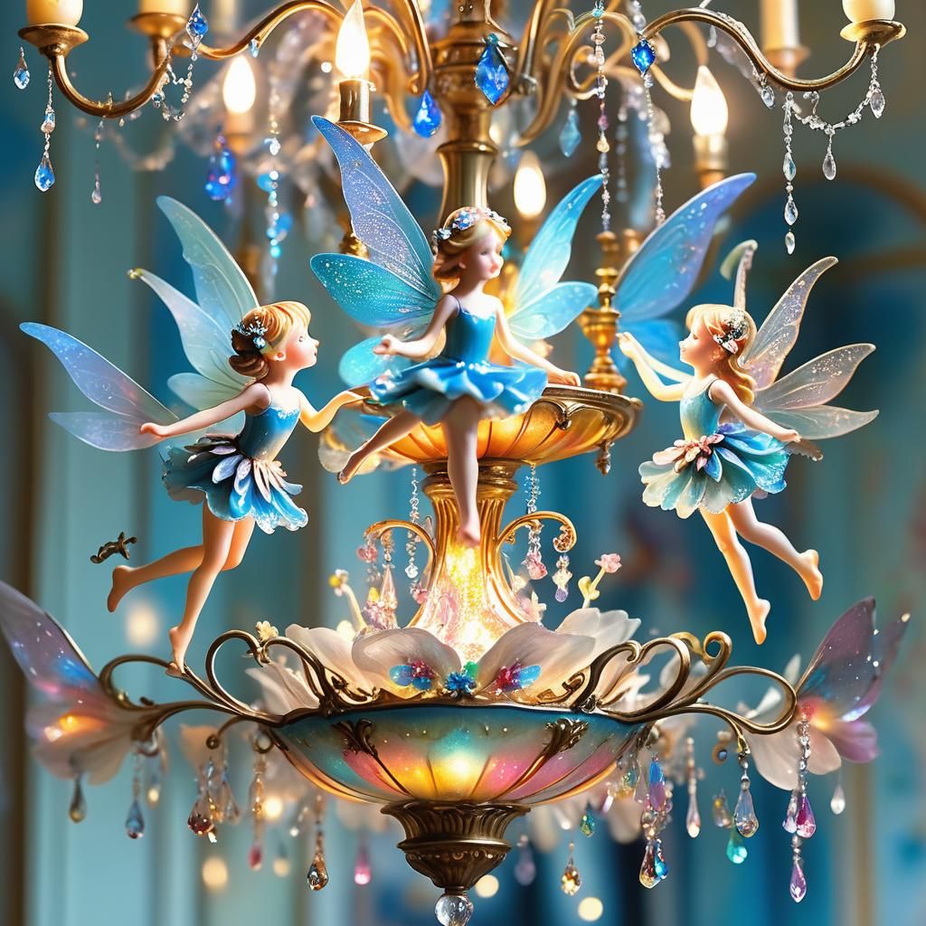 Fairies Playing in a Sunlit Vintage Living Room