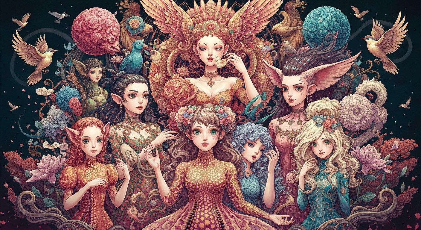 Mythical Creatures Choir Festival in Gouache Painting