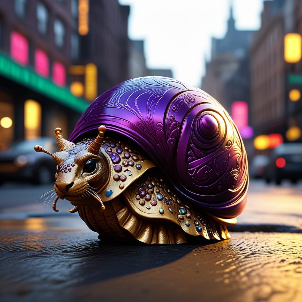 Cheetah-Snail Hybrid in Art Nouveau Style