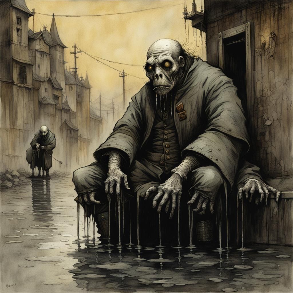 Surreal Sewer Creature in Grimdark Style