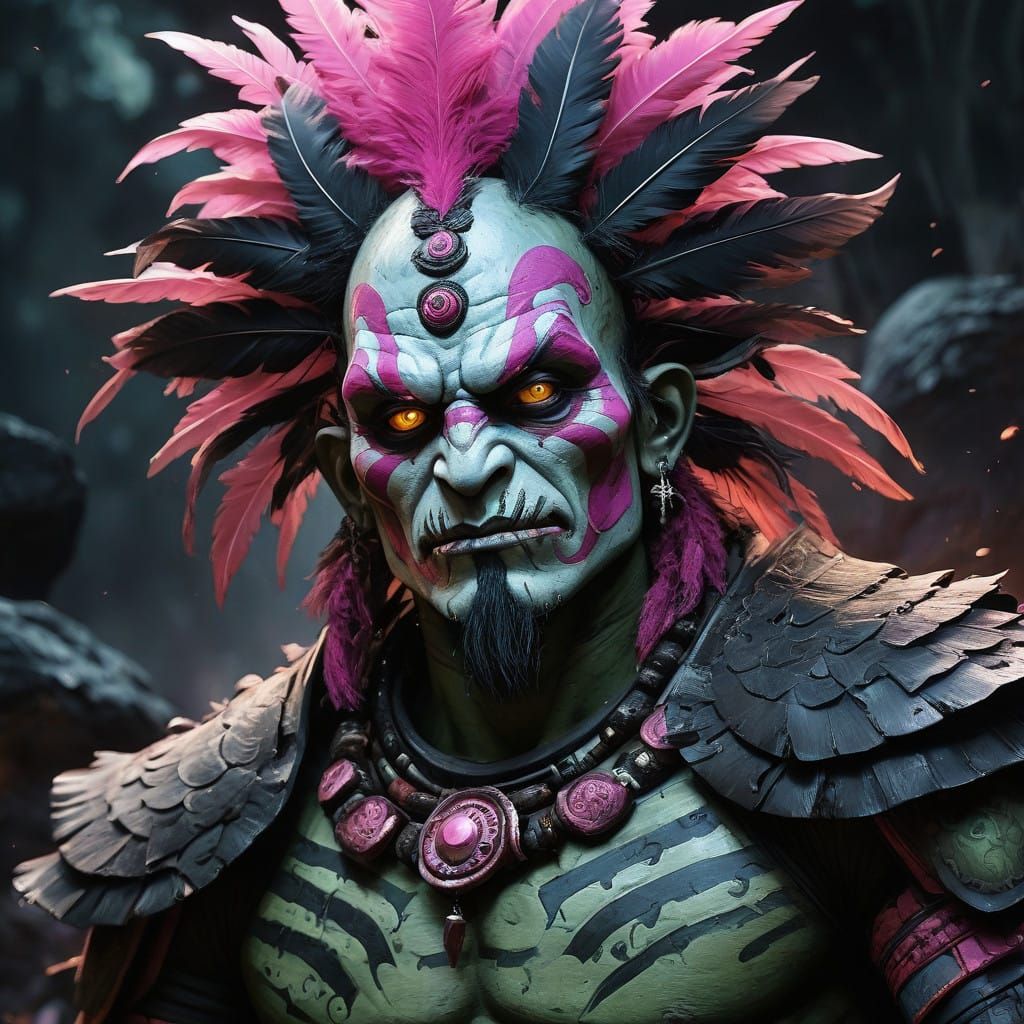 Dark Fantasy Shaman in Digital Painting Style