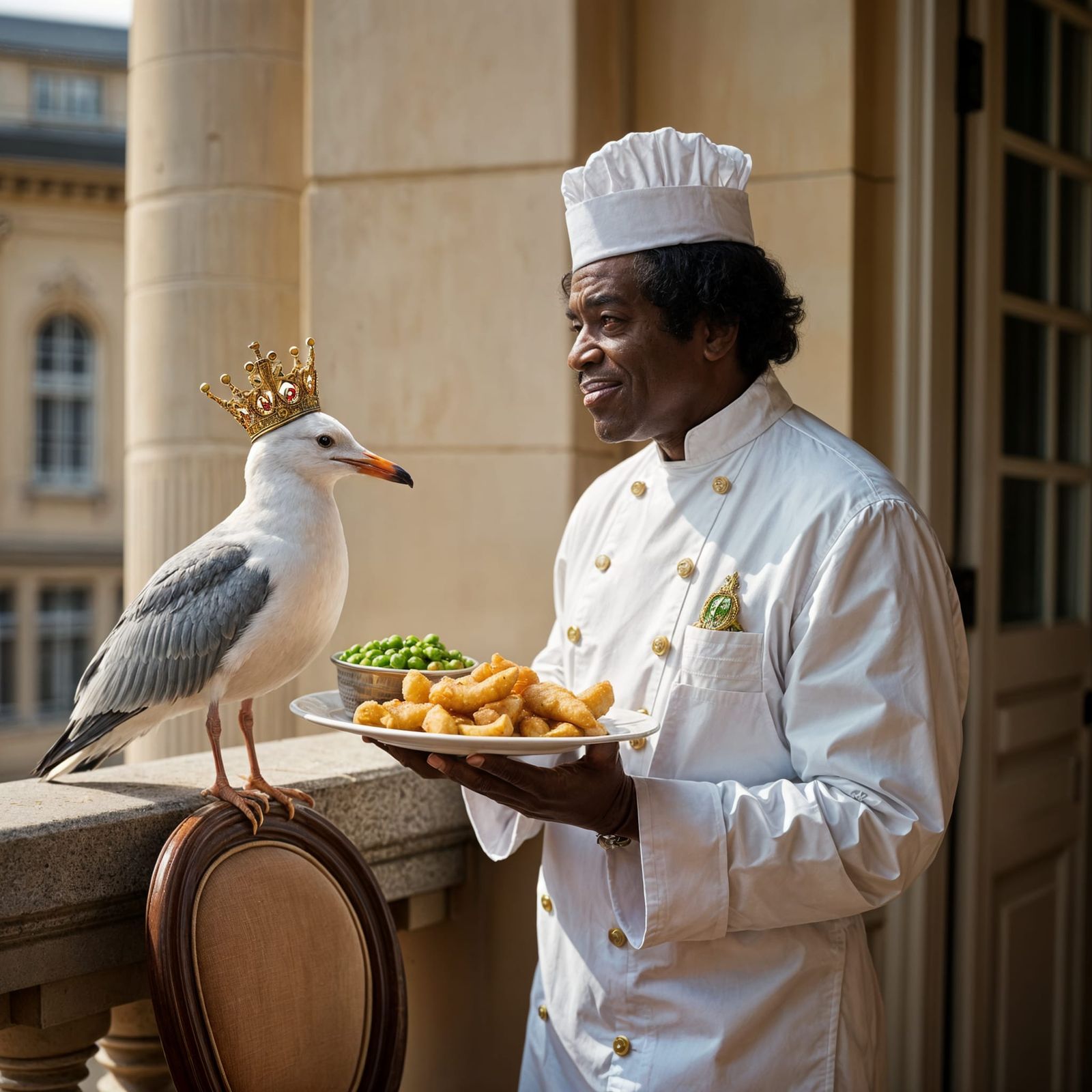 James Brown Serves Seagull at Buckingham Palace