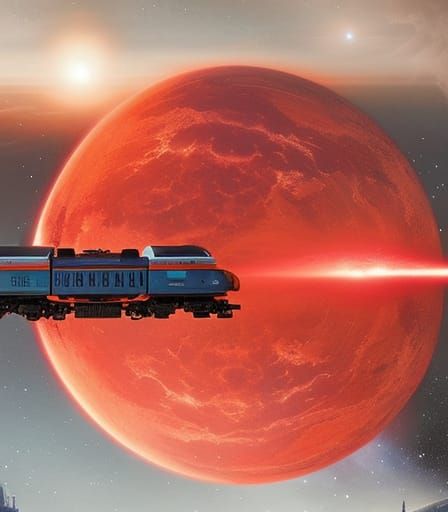 Interdimensional Sci-Fi Train Journey Through the Cosmos