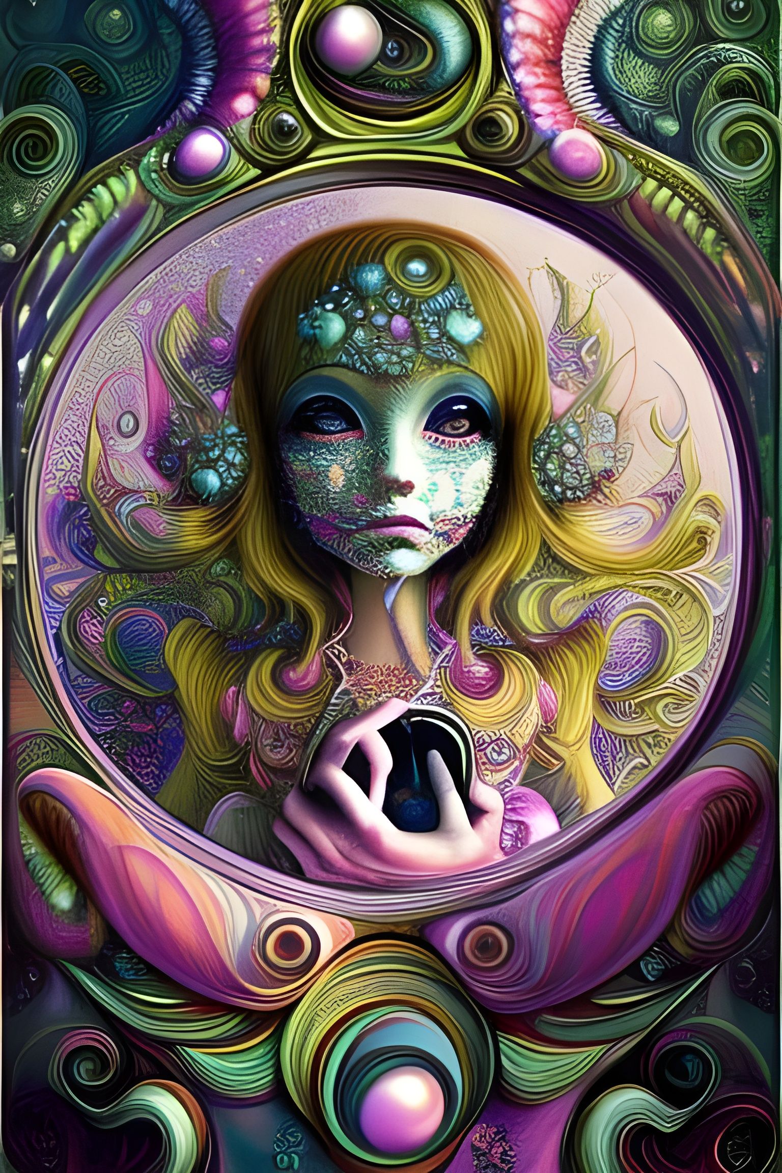 Mirrored Pearlescent Filigree in Psychedelic Fantasy Art