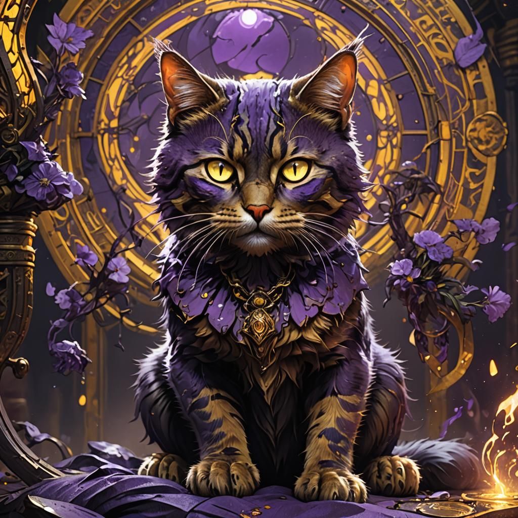 Menacing Cat in Dark Fantasy Style