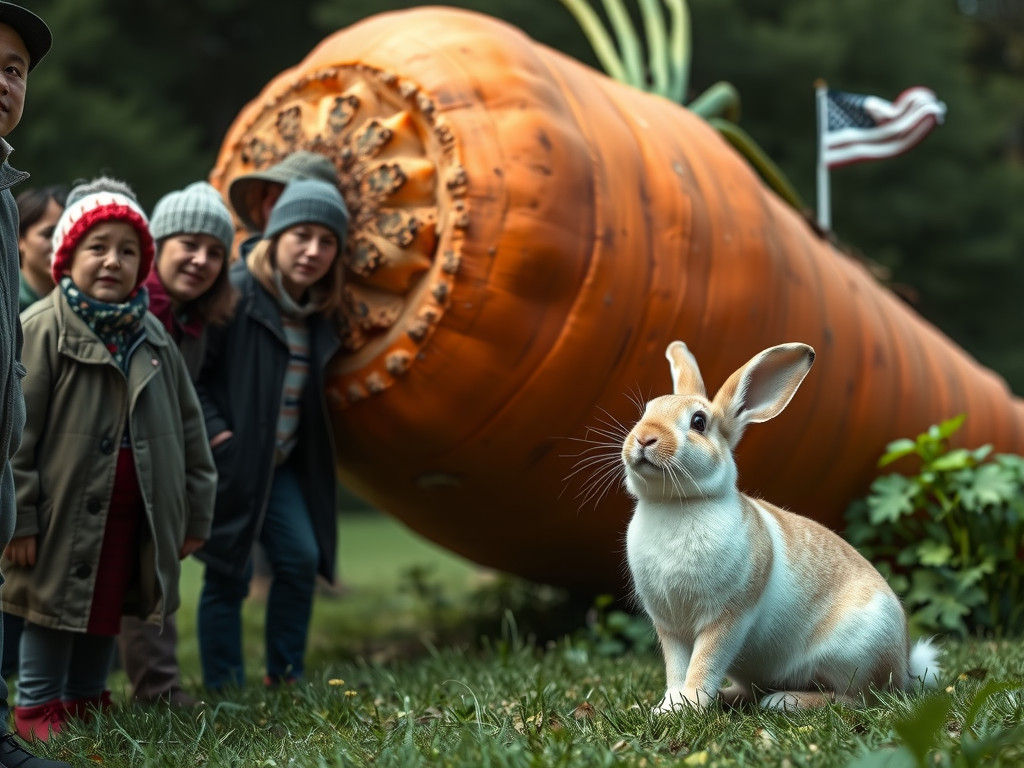 Rabbit Poses With Enormous Carrot