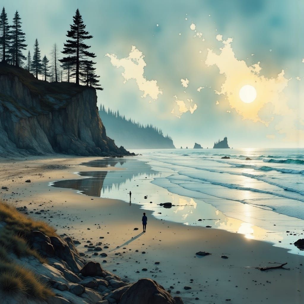 Winter Beachscape in Cinematic Film Style