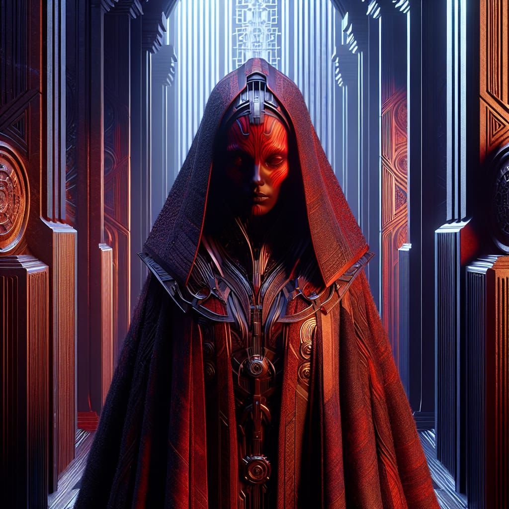 Sith Acolyte in Ancient Futuristic Temple: Fantasy Concept A...