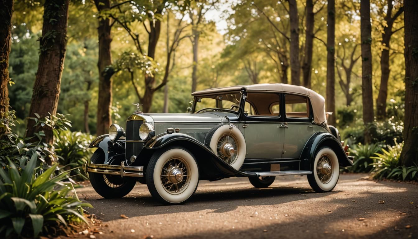 Antique Elven Car in Natural Light: Art Deco Style