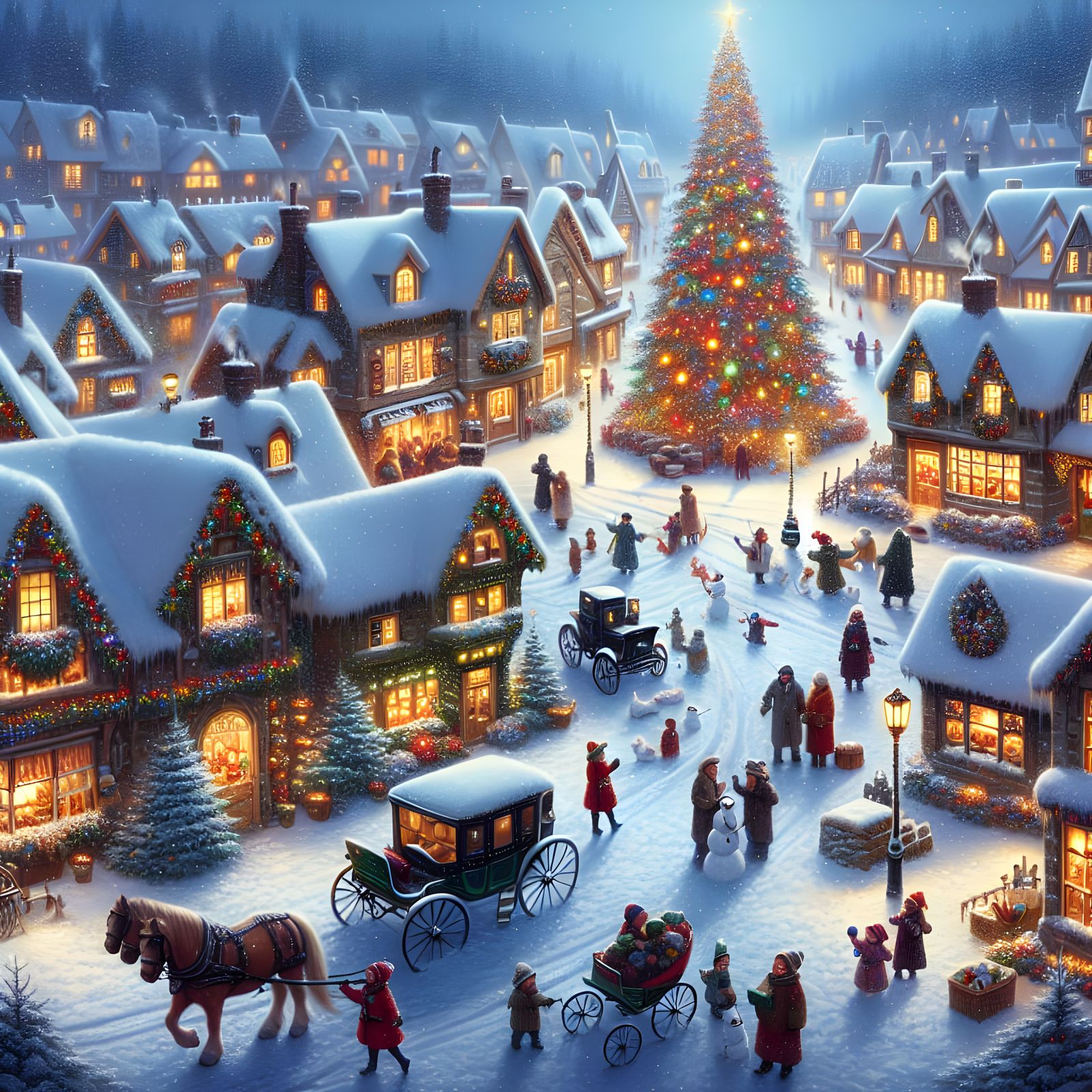 Winter Wonderland Village on Frosty Christmas Eve