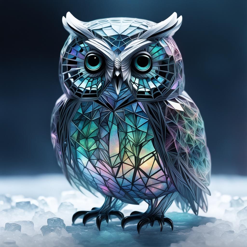 Chemiluminescent Spiderweb Owl on Ice