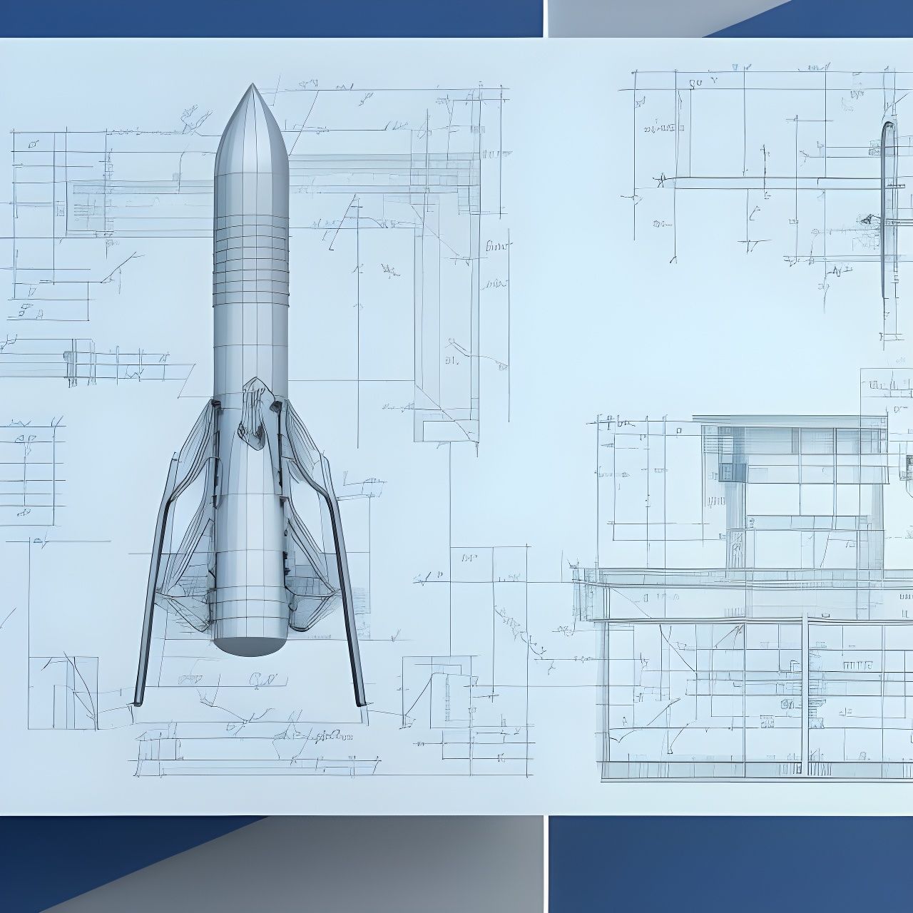 Rocket Engine Blueprint in Digital Architectural Style