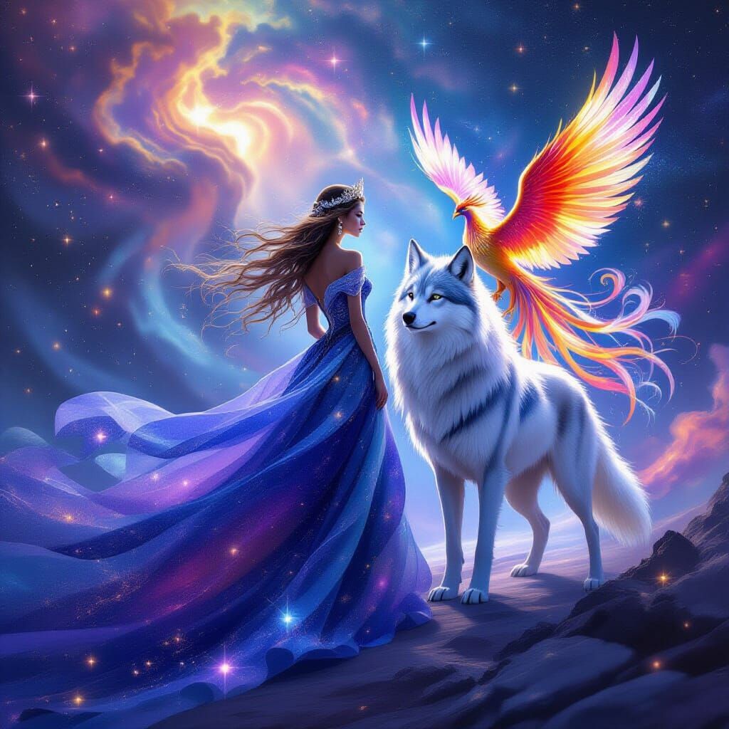 Cosmic Princess, Galaxy Wolf, and Constellation Phoenix