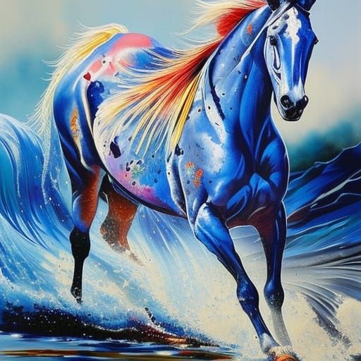 Liquid Waterhorse in Ink Wash Painting Style