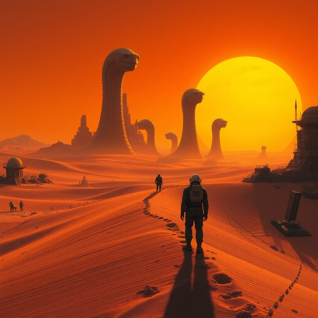 Arrakis Landscape with Sandworms, in Sci-Fi Style