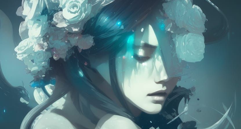 Icy Scene in Iridescent Watercolors, Hyperdetailed